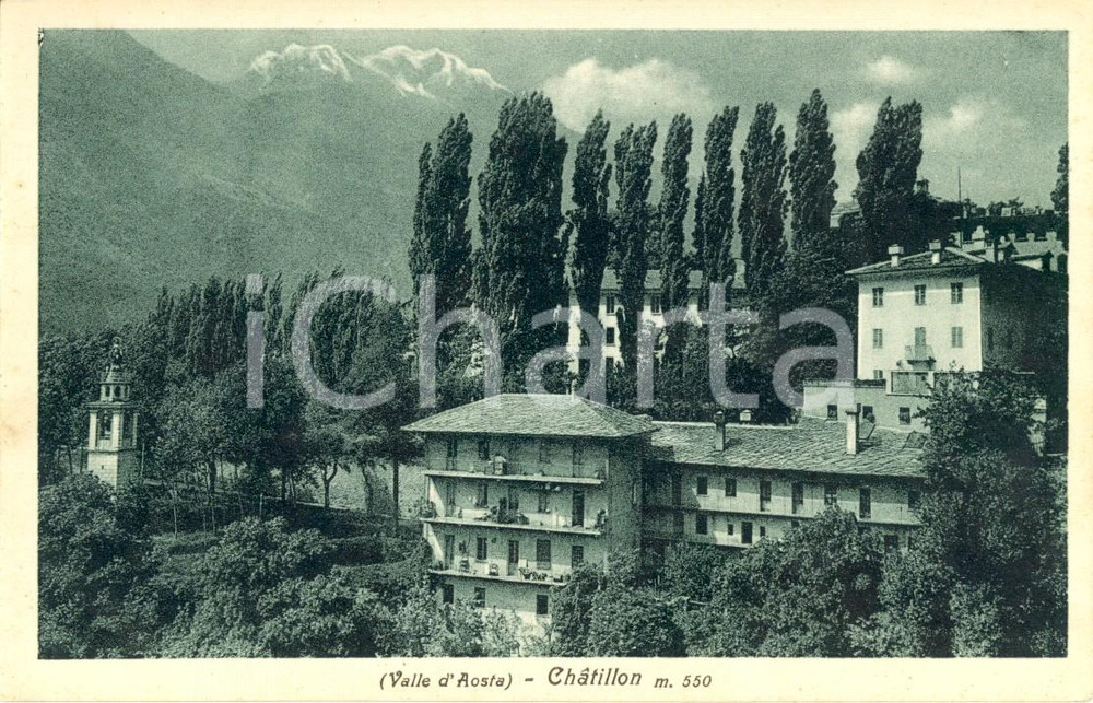 Cartolina originale da collezione 1930 ca CHATILLON AO Panorama del paese Cartolina postale FP NV 1