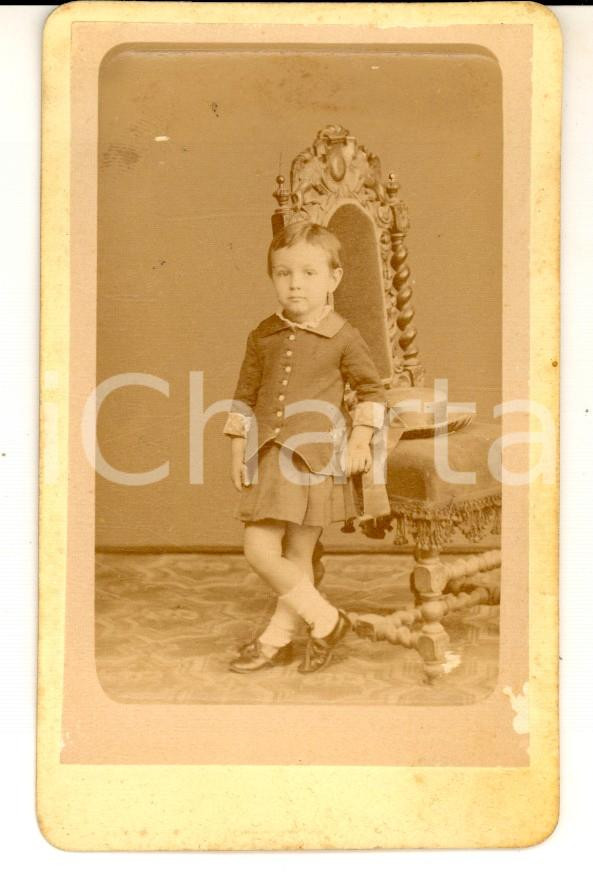 Fotografia d epoca originale 1880 ca NAPOLI Ritratto di bambina con cappello di raso Fotografia MONTAGNA 1