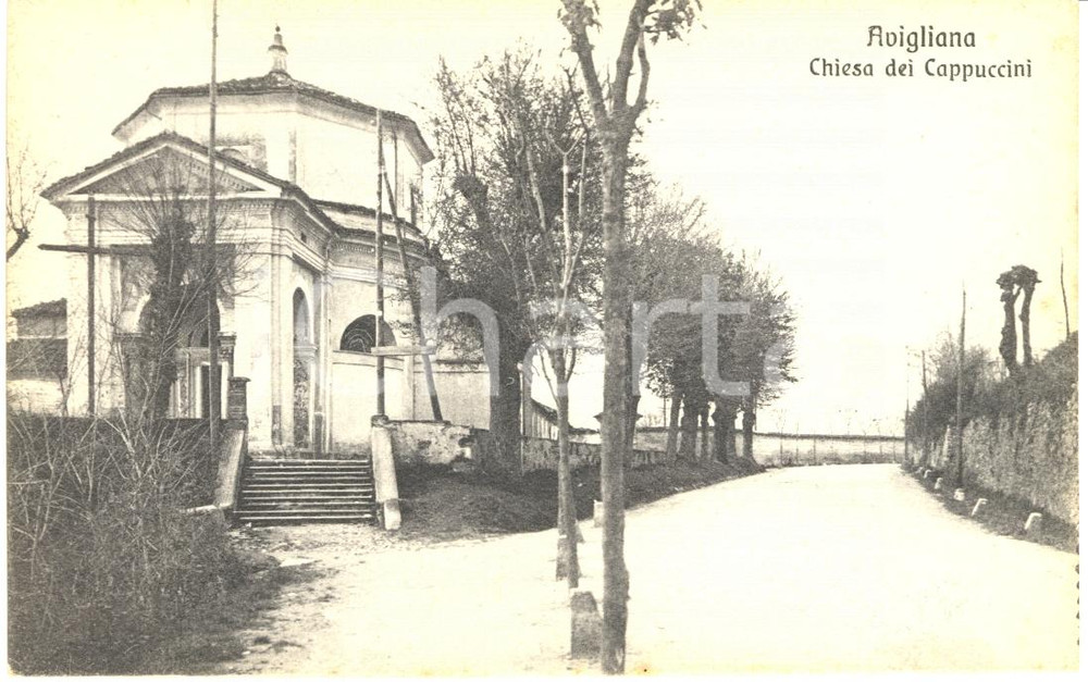 Cartolina originale da collezione 1915 ca AVIGLIANA TO Veduta della chiesa dei CAPPUCCINI Cartolina postale FP 1