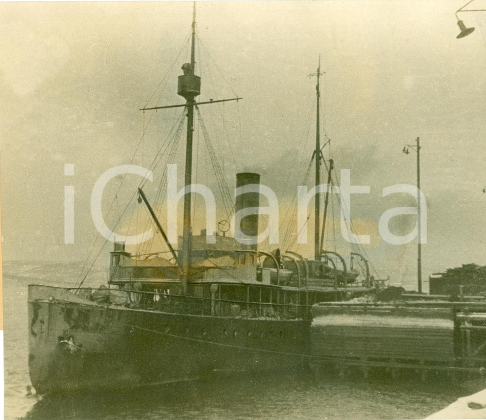 Fotografia d epoca originale 1938 MURMANSK RUSSIA Rompighiaccio TAYMYR si rifornisce di carbone FOTOGRAFIA 1