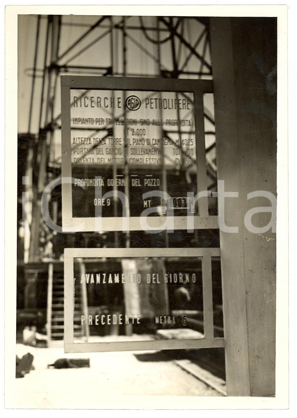 Fotografia d epoca originale 1939 ROMA Sonda petrolifera AGIP in attivitÃ  alla Mostra del Minerale Fotografia 1