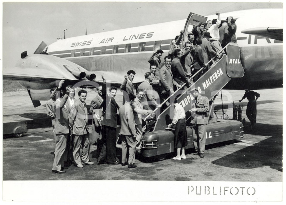 1953 MILANO MALPENSA Mondiali CANOTTAGGIO - Partenza Azzurri ^ Swiss Air Lines
