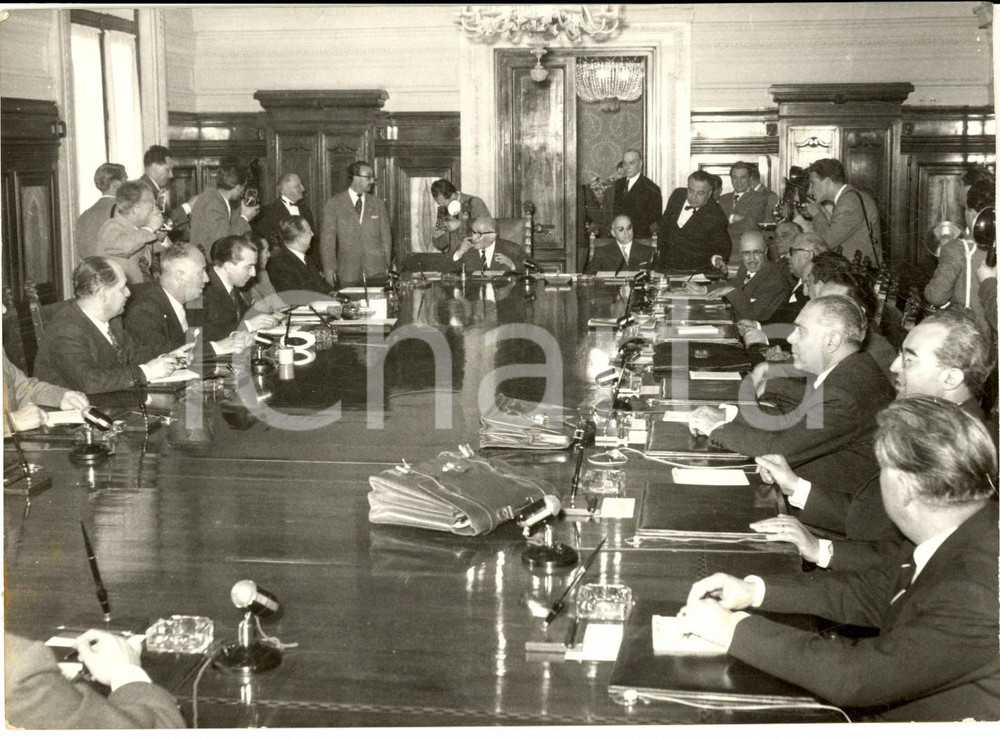 1957 ROMA Governo Adone ZOLI - Primo Consiglio dei Ministri - Foto 18x13 cm