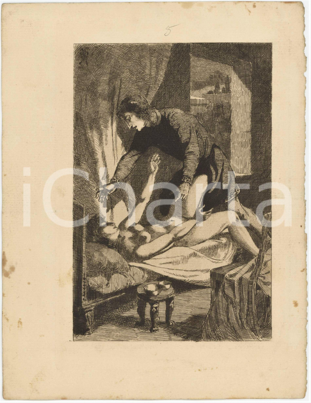 1906 APULÉE "Les Métamorphoses" Scène femme nue - Gravure Martin VAN MAELE Tavola originale d'epoca, opera di Martin Van Maele, estratta dalle "Metamorfosi" di Apuleio nell'edizione di Charles Carrington, Paris. FAIR/discreto lievi fioriture Formato: 15x21 cm originale e autentica 1