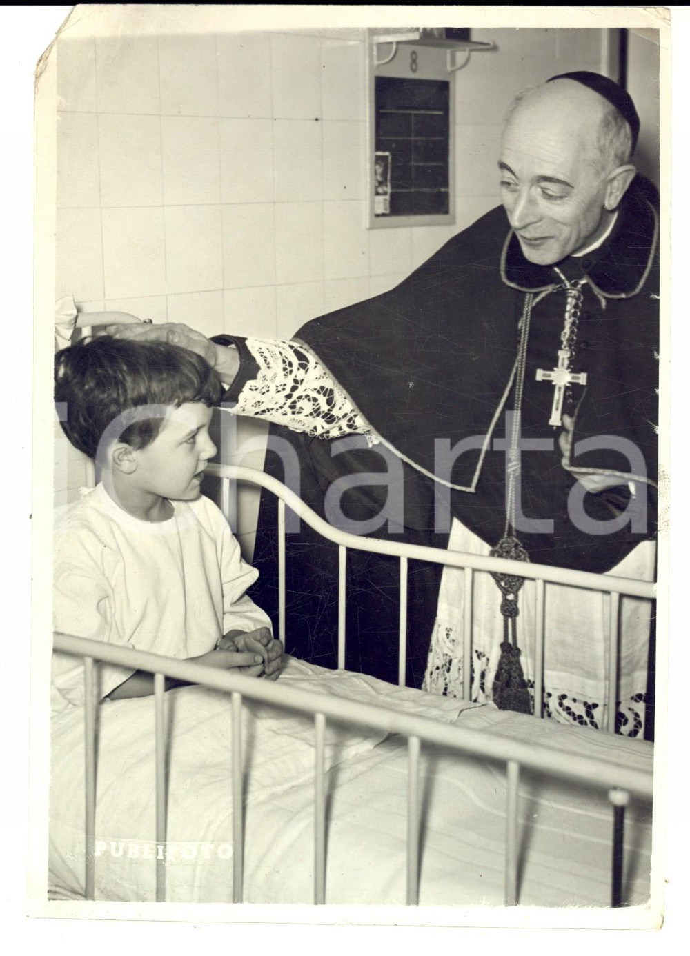 Fotografia d epoca originale 1939 MILANO Card. Ildefonso SCHUSTER visita istituti pediatrici Fotografia 1