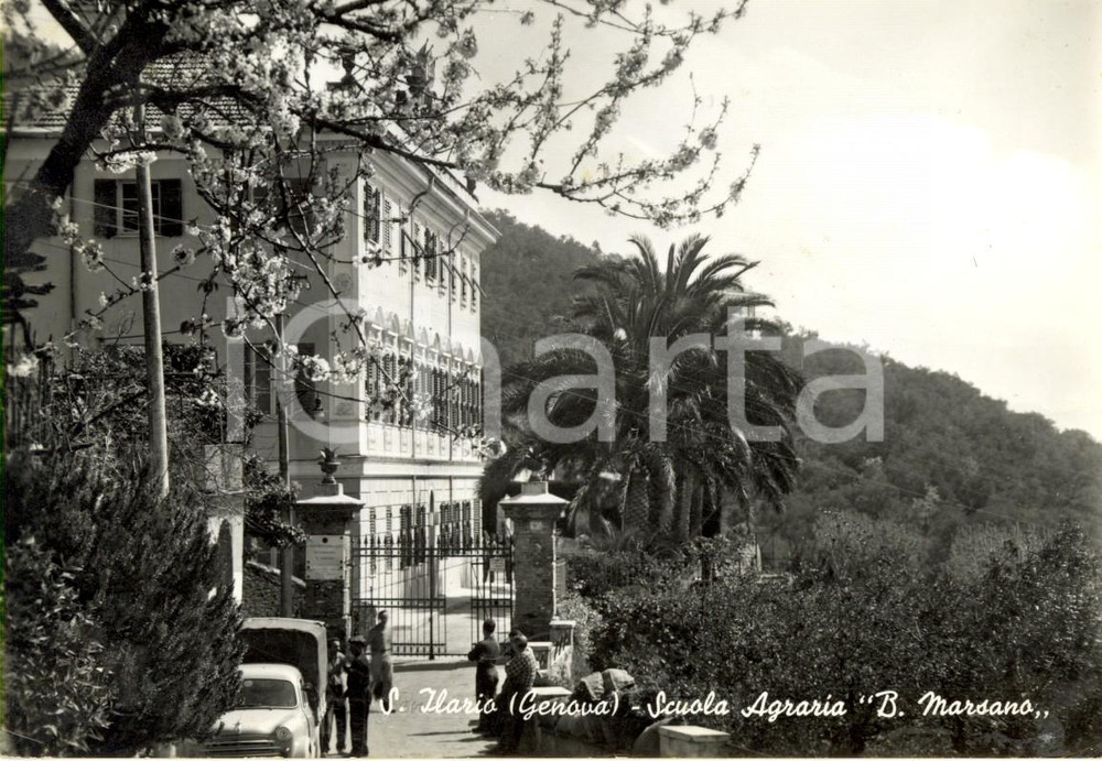 Cartolina originale da collezione 1969 GENOVA La scuola agraria Bernardo MARSANO di SANT ILARIO ANIMATA FG VG 1