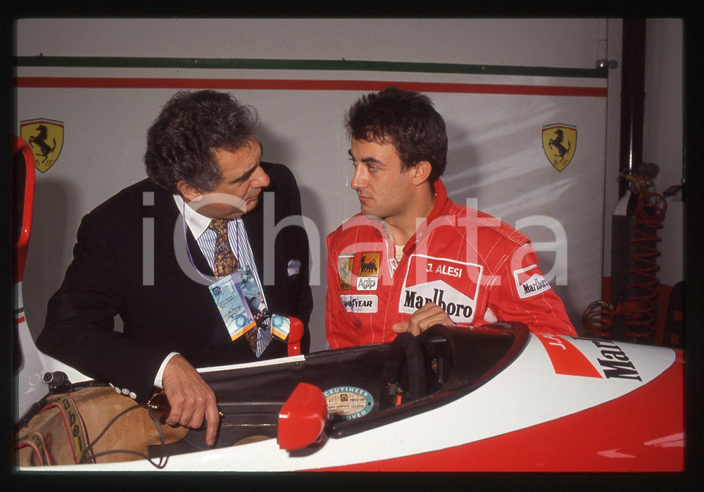 35mm vintage slide* 1993 GP SAN MARINO Jean ALESI Plàcido DOMINGO-Box FERRARI 10