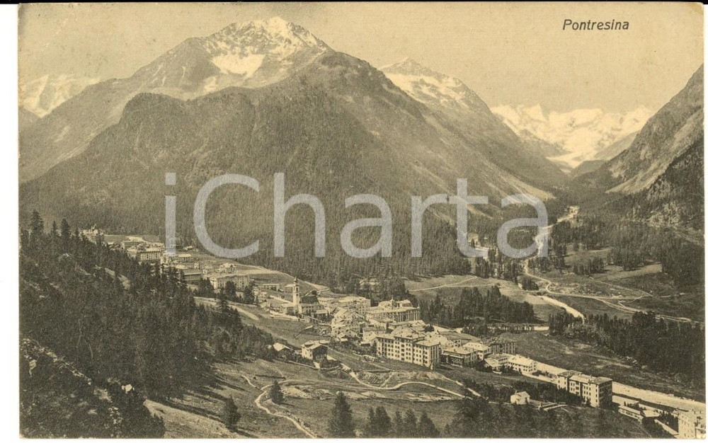 Cartolina originale da collezione 1910 ca PONTRESINA CH Veduta panoramica Cartolina postaleFP NV 1