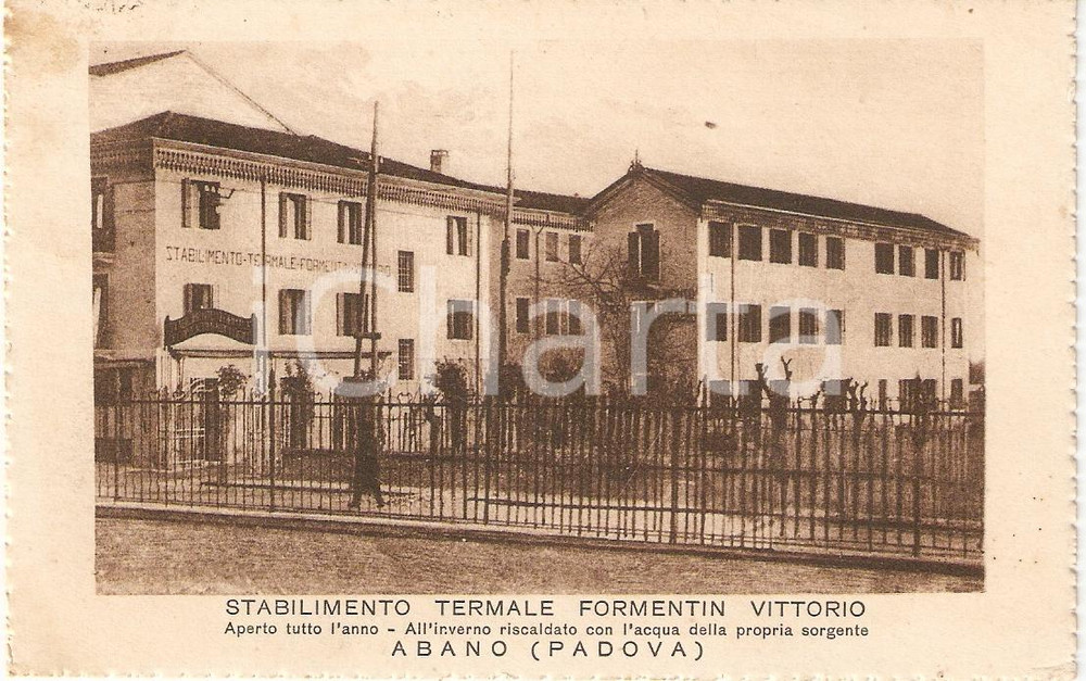 Cartolina originale da collezione 1926 ABANO TERME (PD) Stabilimento termale Vittorio FORMENTIN *Cartolina FG VG 1