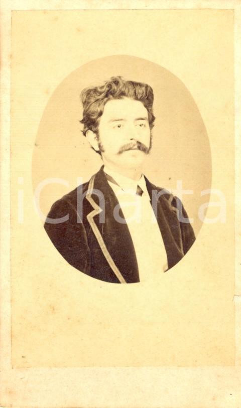 Fotografia d'epoca originale 1880 ca GENOVA Ritratto d'uomo con basette e baffi *Fotografia HODCEND 1