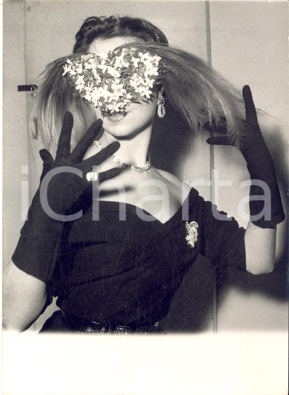 1954 PARIS MODE Mannequin avec le chapeau "Nocturne" de Rose VALOIS *Photo 13x18