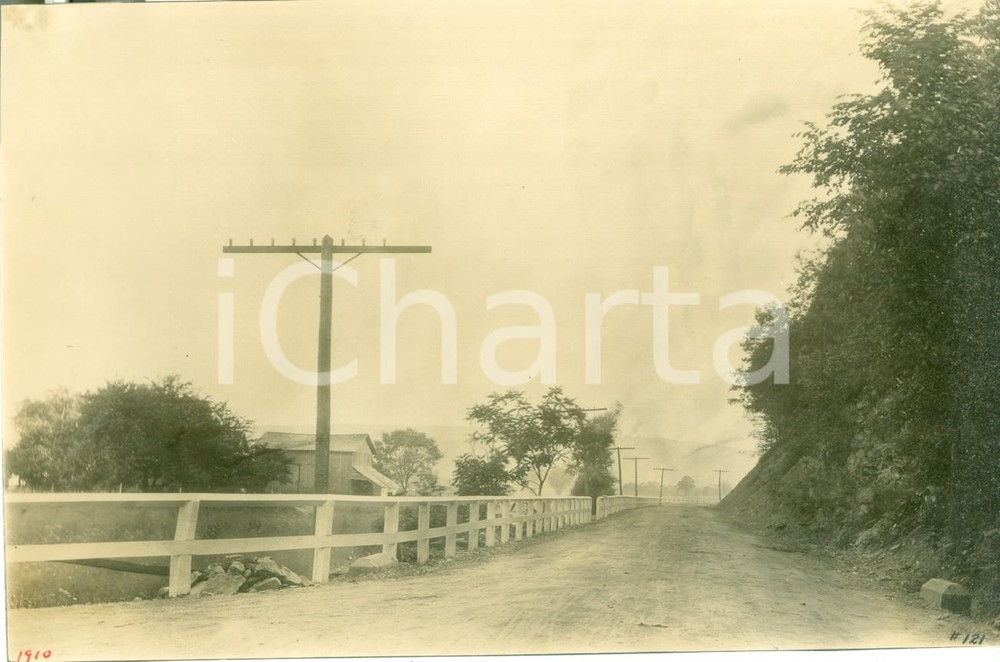 Fotografia d epoca originale 1910 WYSOX, PENNSYLVANIA USATratto di ROME ROAD ricostruita Fotografia 1