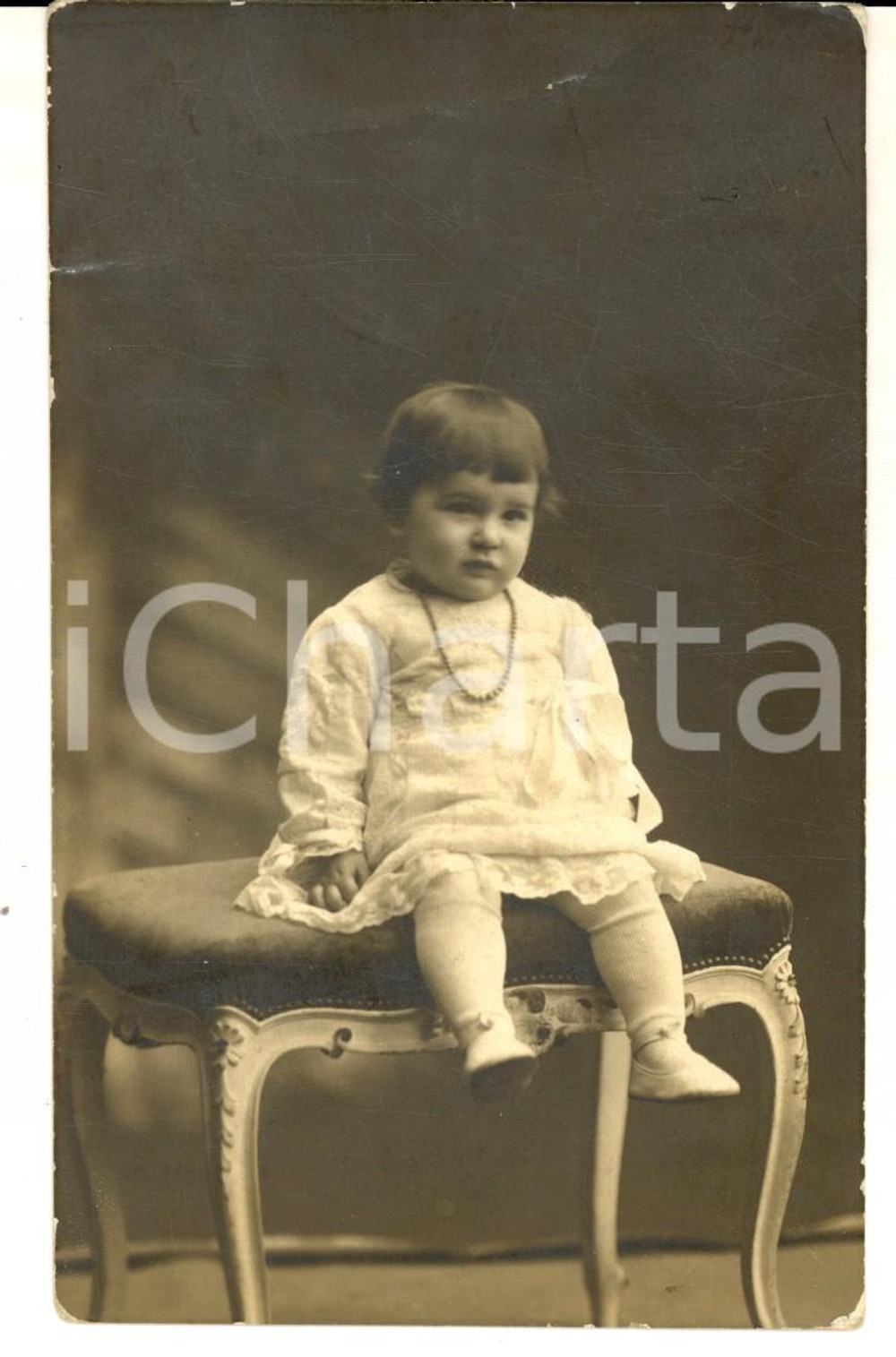 Fotografia d epoca originale 1916 MILANO Ritratto di bambina in abito bianco Foto cartolina Adolfo ERMINI 1