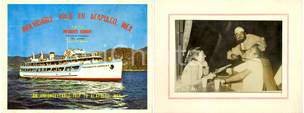 Fotografia d epoca originale 1970 ACAPULCO Agguato di un pirata su nave PRESIDENTE KENNEDY Foto goliardica 1