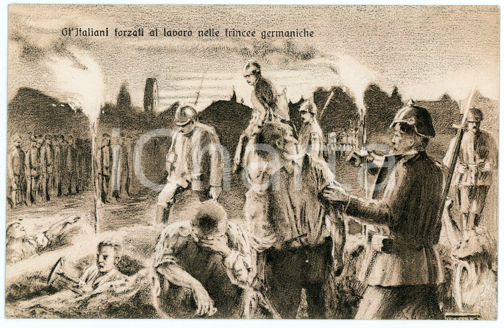 1915 WW1 Soldati italiani ai lavori forzati nelle trincee germaniche Cartolina  Cartolina postale d'epoca, non viaggiata. GOOD/buono  Formato: FP originale e autentica 1