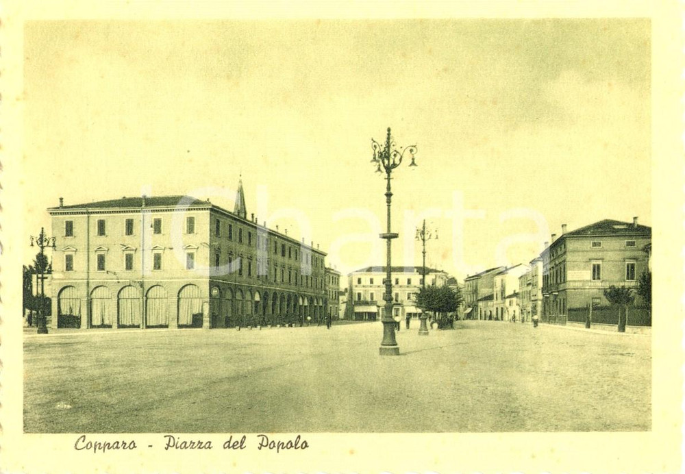 Cartolina originale da collezione 1940 ca COPPARO FE Veduta Piazza del Popolo Cartolina animata FG NV 1