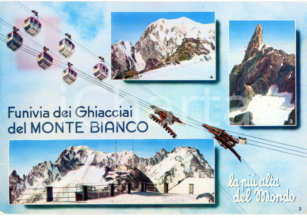 1956 COURMAYEUR (AO) Funivia dei Ghiacciai del Monte Bianco - Cartolina FG NV Cartolina d'epoca non viaggiata  FAIR/discreto Lievi smussature agli angoli Formato: 15x10 cm originale e autentica 1