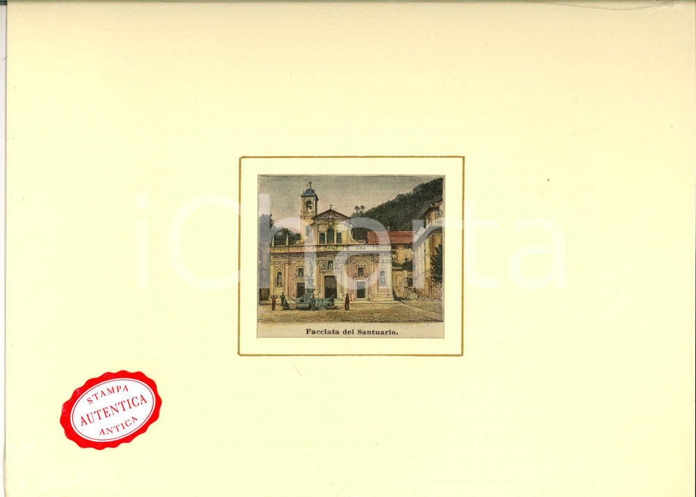 Stampa, bozzetto originale 1900 SAVONA Facciata del santuario *Stampa antica LE CENTO CITTA' D'ITALIA 1