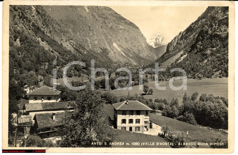 Cartolina originale da collezione 1939 Antei S. Andrea  Aosta Albergo Buon Riposo 1