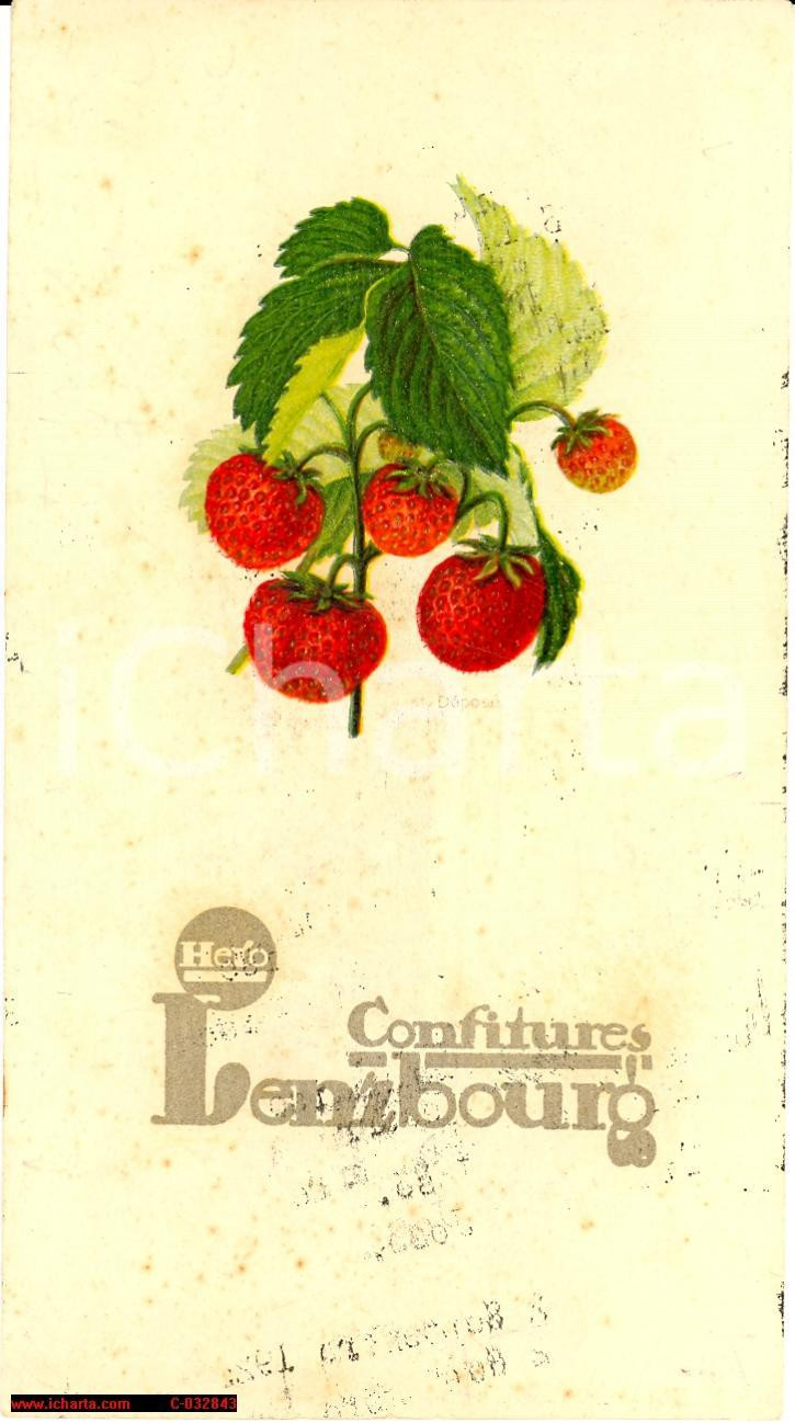 Oggetto da collezione cartaceo 1925 Confitures LENZBOURG HERO vintage menu 1