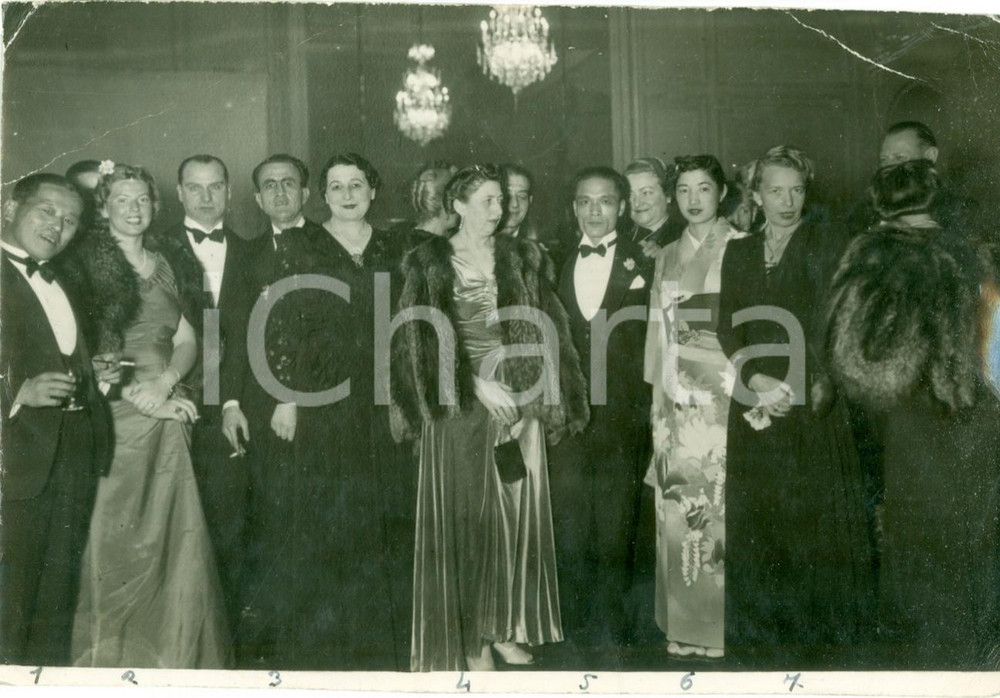 Fotografia d epoca originale 1943 MADRID Addetti navali giapponesi e turchi cena Comandante FILIASI Foto 1
