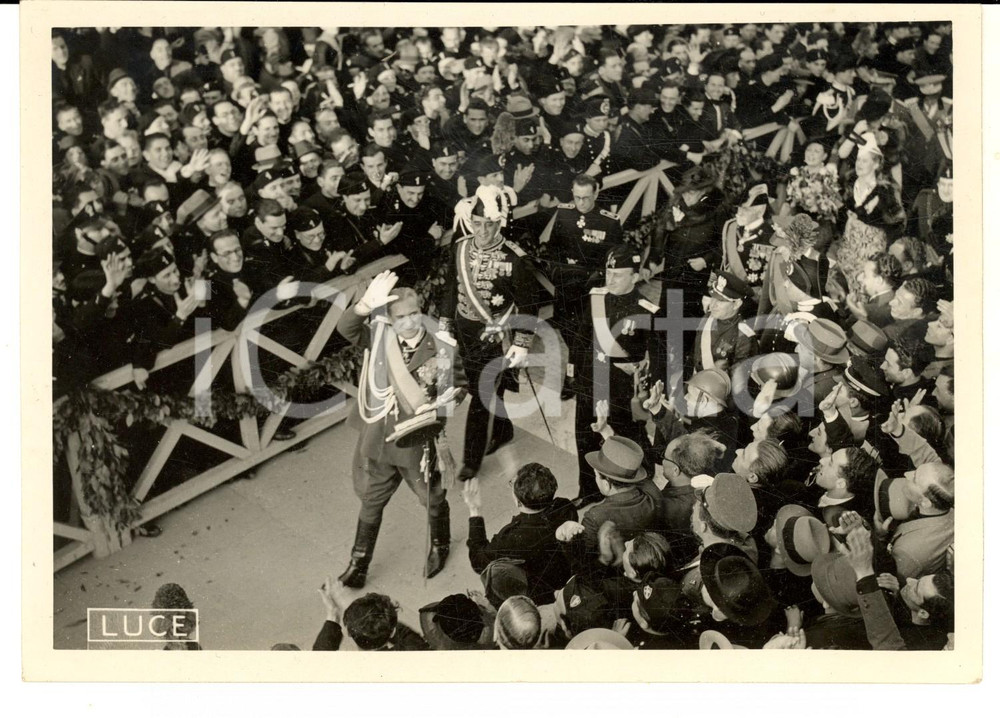 Fotografia d epoca originale 1940 ca ROMA Sfilata Rodolfo GRAZIANI Roberto FARINACCI Emilio DE BONO Foto LUCE 1