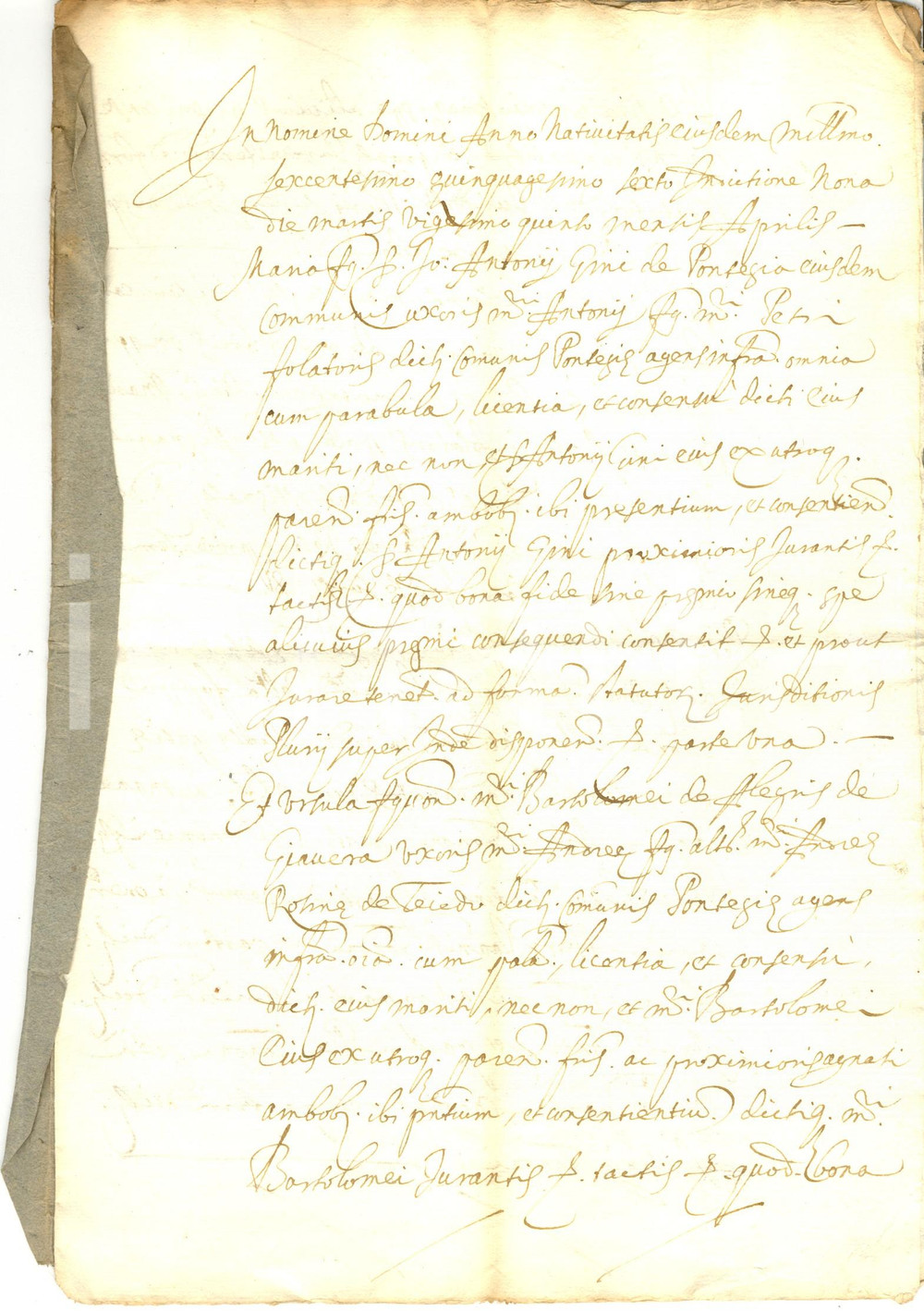 Documento originale, autentico 1656 PONTEGGIA (SO) Permuta tra Ursula DELLA CLARA e Maria GINI *Manoscritto 1