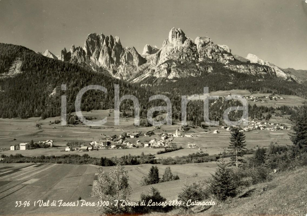 Cartolina originale da collezione 1960 ca POZZA DI FASSA TN Frazione PERA con dirupi LARSEC e CATINACCIO FG NV 1
