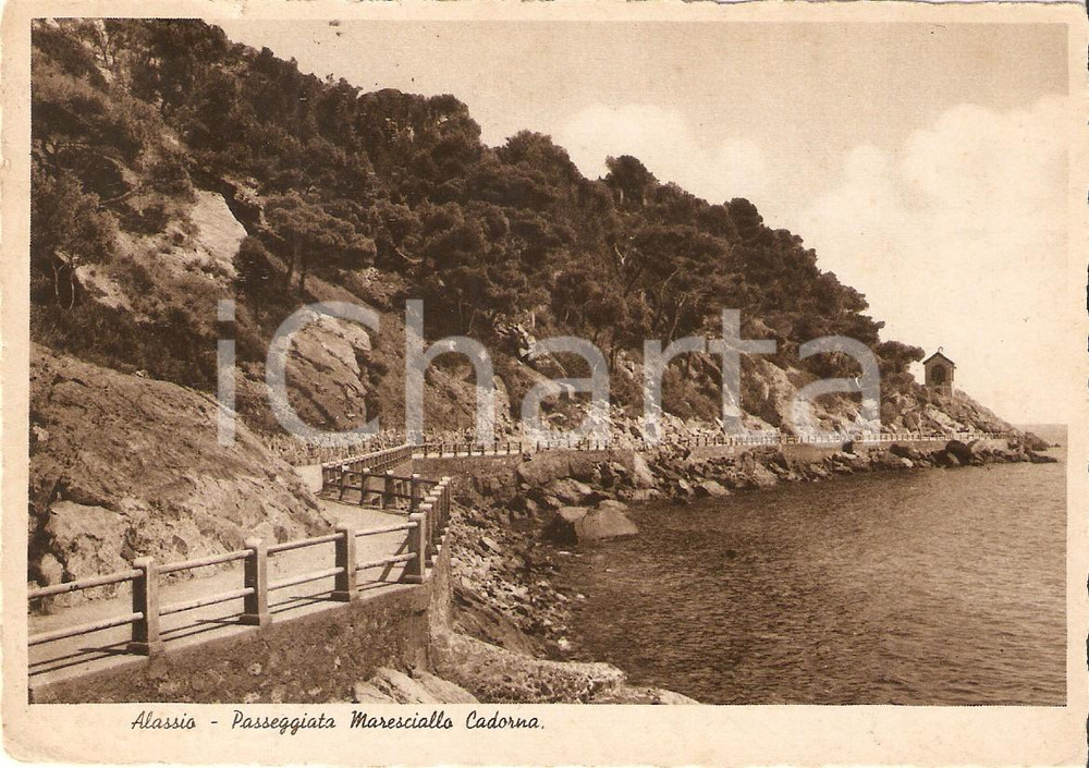 Cartolina originale da collezione 1937 ALASSIO IM Passeggiata Maresciallo CADORNA Cartolina FG VG 1