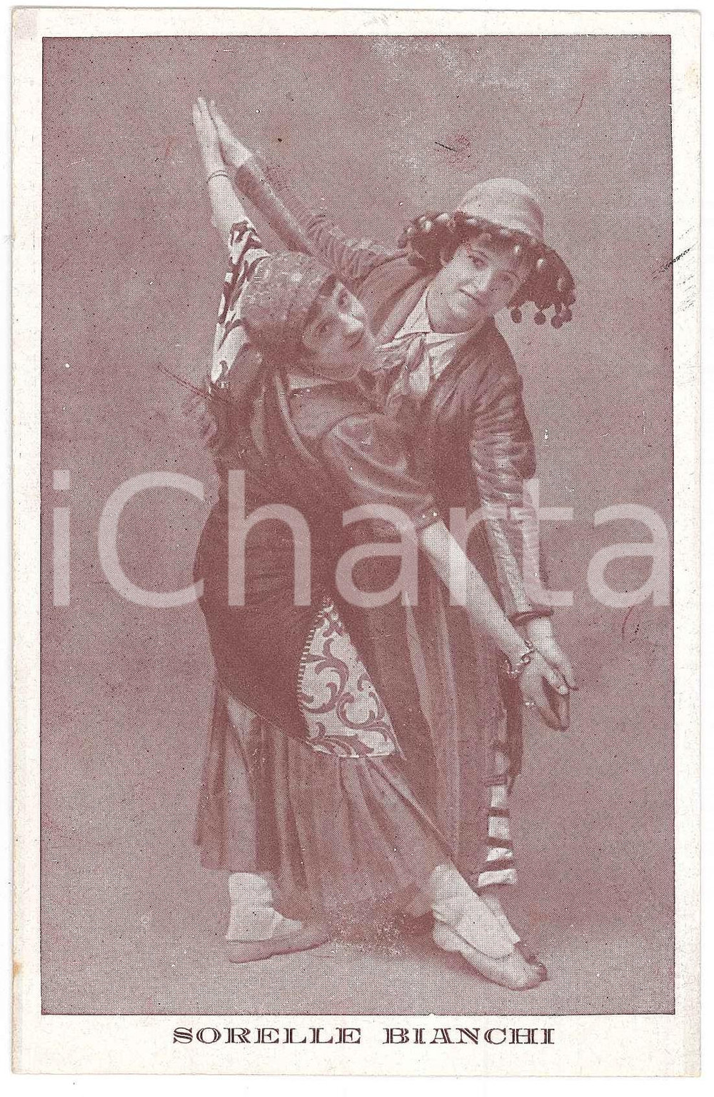 1916 ITALIA - CABARET - Sorelle BIANCHI - RARE Vintage postcard Cartolina postale d'epoca, con messaggio manoscritto al verso, non viaggiata. GOOD/buono  Formato: 9x14 cm originale e autentica 1