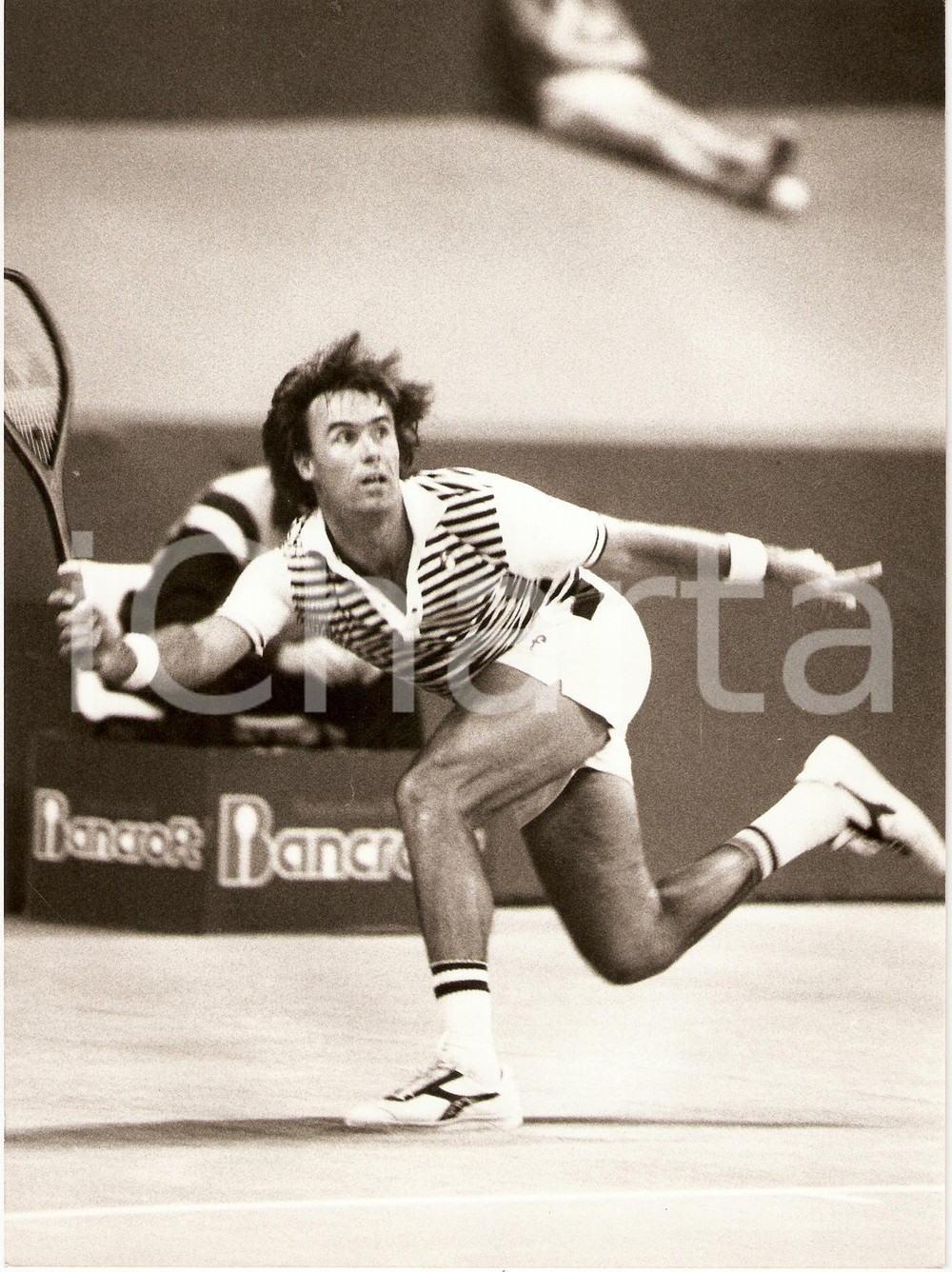 Fotografia d epoca originale 1980 ca TENNIS John ALEXANDER durante una partita AUSTRALIA Tennista Fotografia 1