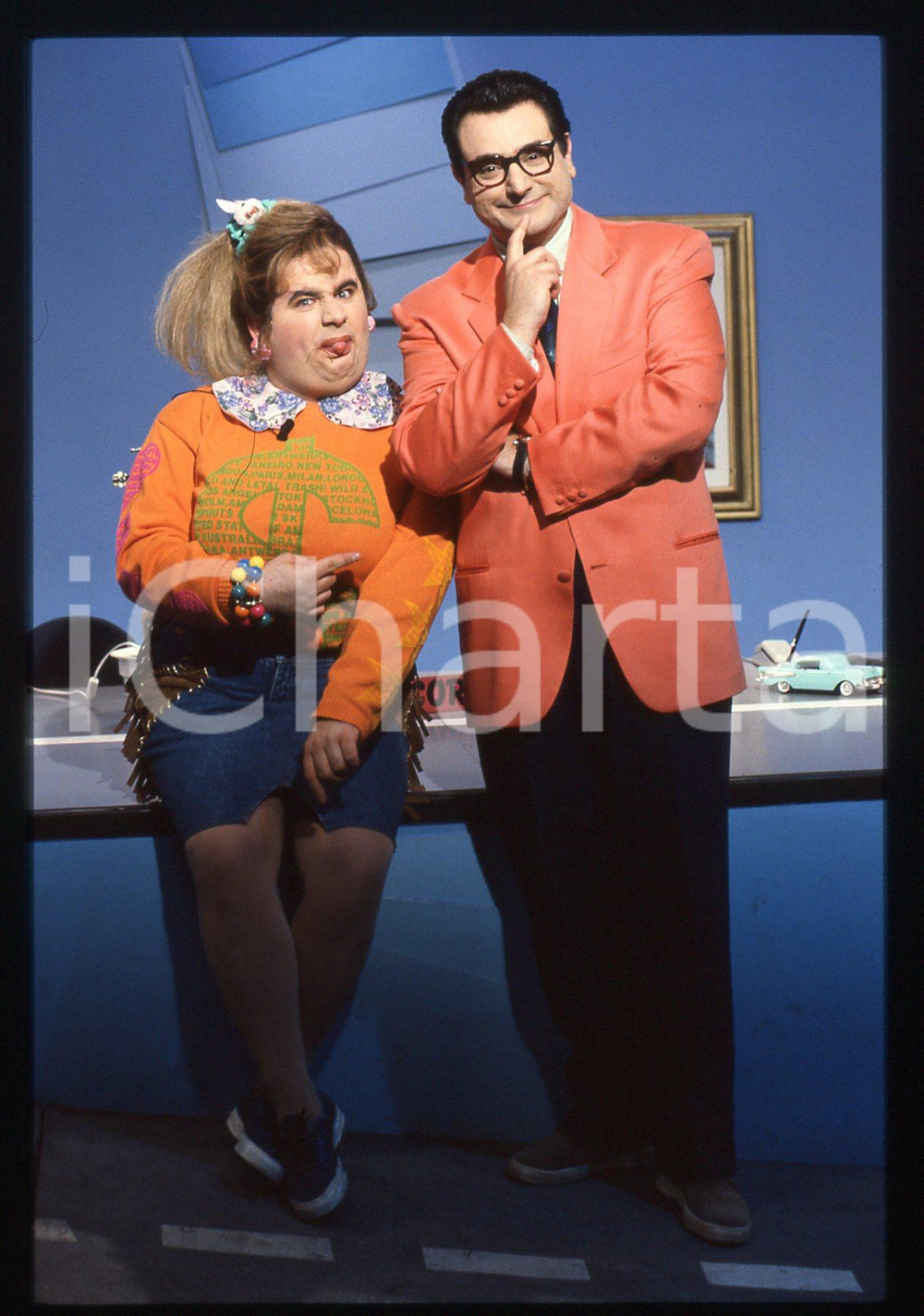 35mm vintage slide* 1992 STRISCIA LA NOTIZIA Gianni FANTONI e Sergio VASTANO 11