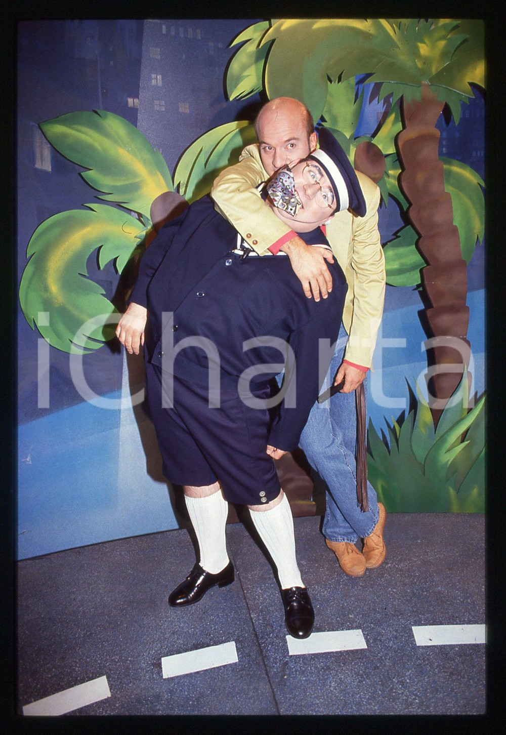 35mm vintage slide* 1992 STRISCIA LA NOTIZIA - Gianni FANTONI e Claudio BISIO 15