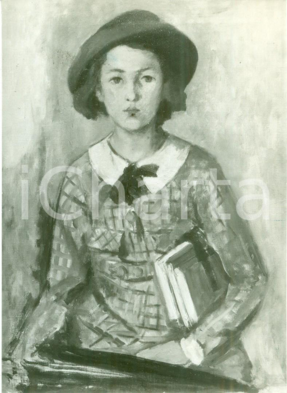 Fotografia d epoca originale 1935 MOSTRA D ARTE SINDACALE LOMBARDA Napoleone FIUMI Scolaretta Foto del quadro 1