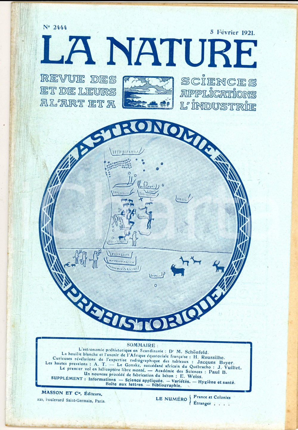 Giornale, rivista storica 1921 LA NATURE Astronomie prÃ©historique en Scandinavie Revue ILLUSTREE nÂ°2444 1