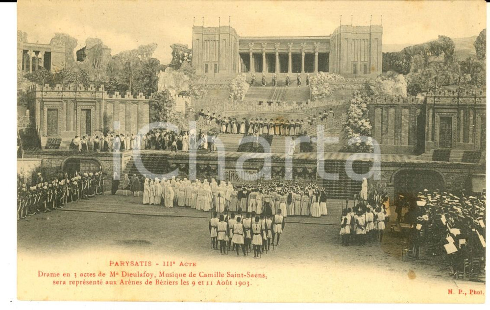 Cartolina originale da collezione 1903 BEZIERS THEATRE Drame PARYSATIS en scÃ¨ne aux ArÃ¨nes Carte postale 1