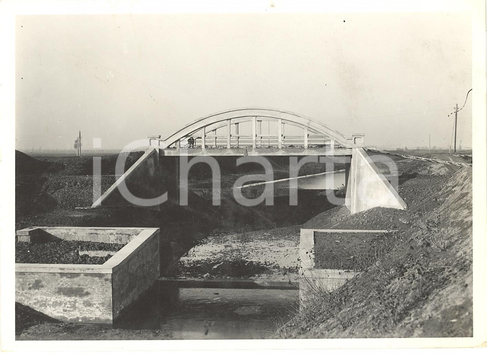 Fotografia d'epoca originale 1930 ca BOLOGNA Il ponte sul Colatore RANGONA animata 1