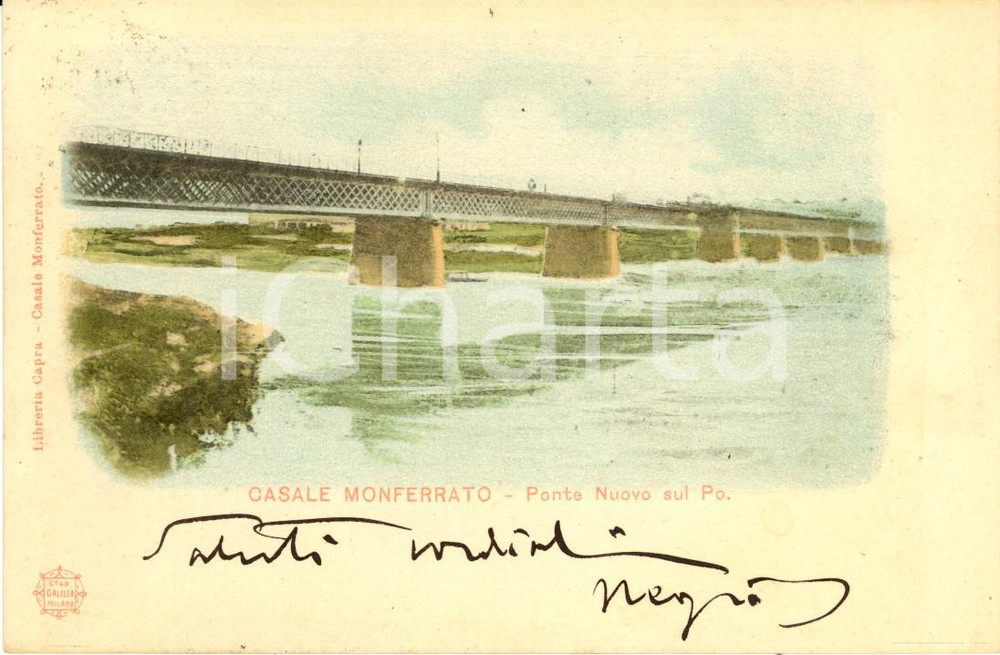 Cartolina originale da collezione 1902 CASALE MONFERRATO AL Ponte nuovo sul fiume PO Cartolina FP VG 1