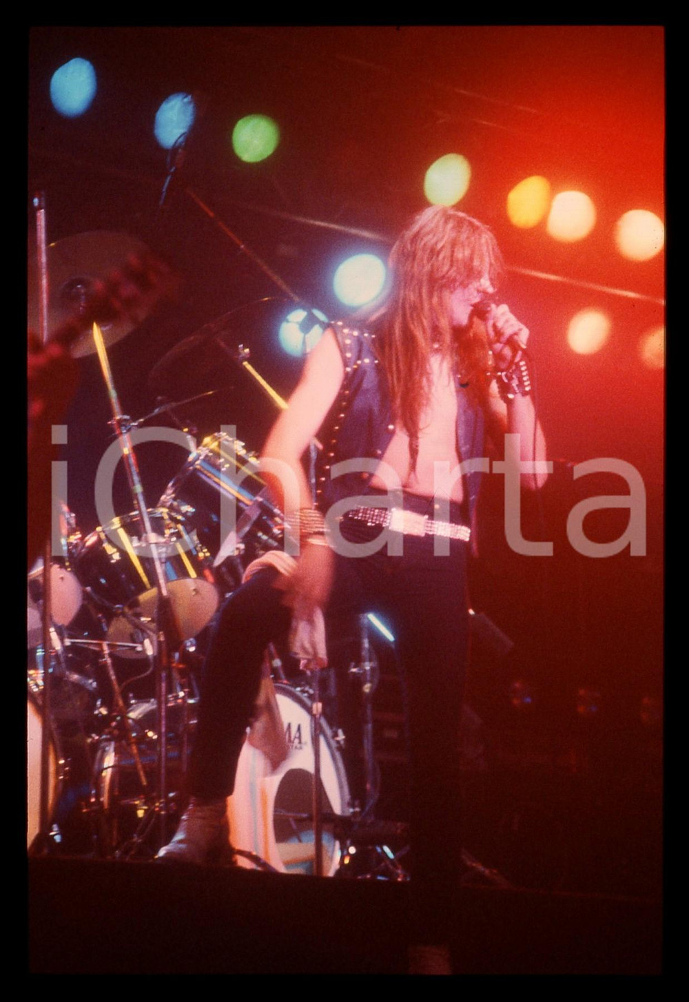 Fotografia d epoca originale 35mm vintage slide 1980ca Milano Biff BYFORD dei SAXON in concerto 1 1