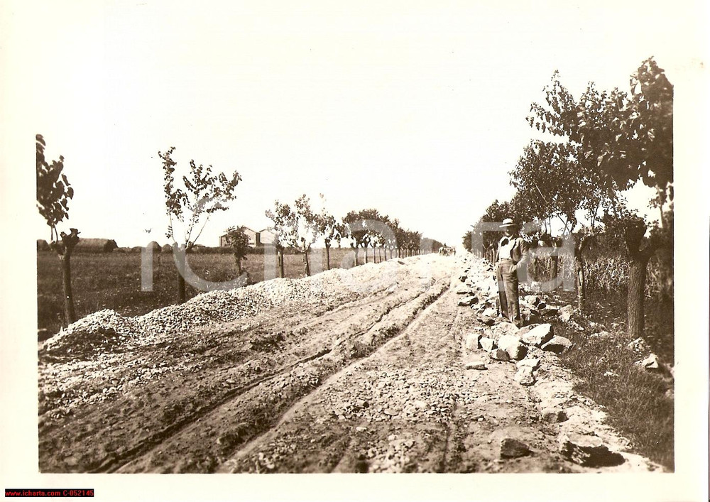 Fotografia d'epoca originale 1934 OSTELLATO FE Strada LUISA prima di lavori BONIFICA 1