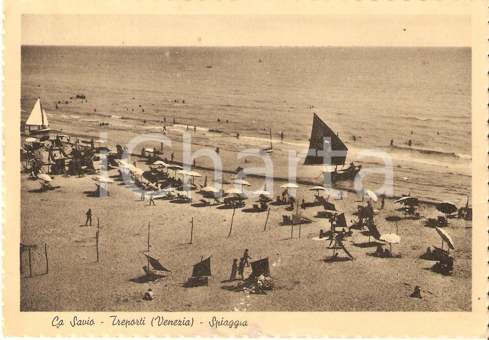 Cartolina originale da collezione 1954 VENEZIA  CA  SAVIO Spiaggia di TREPORTI Cartolina FG VG 1