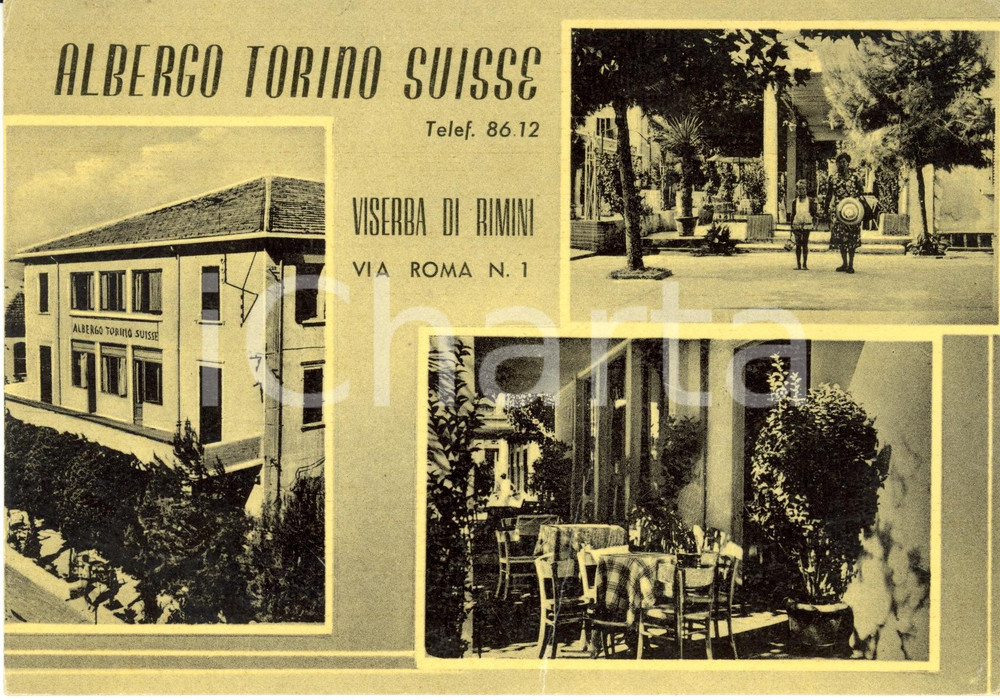 Cartolina originale da collezione 1940 ca VISERBA (RN) Vedutine dell'albergo TORINO SUISSE *Cartolina FG NV 1