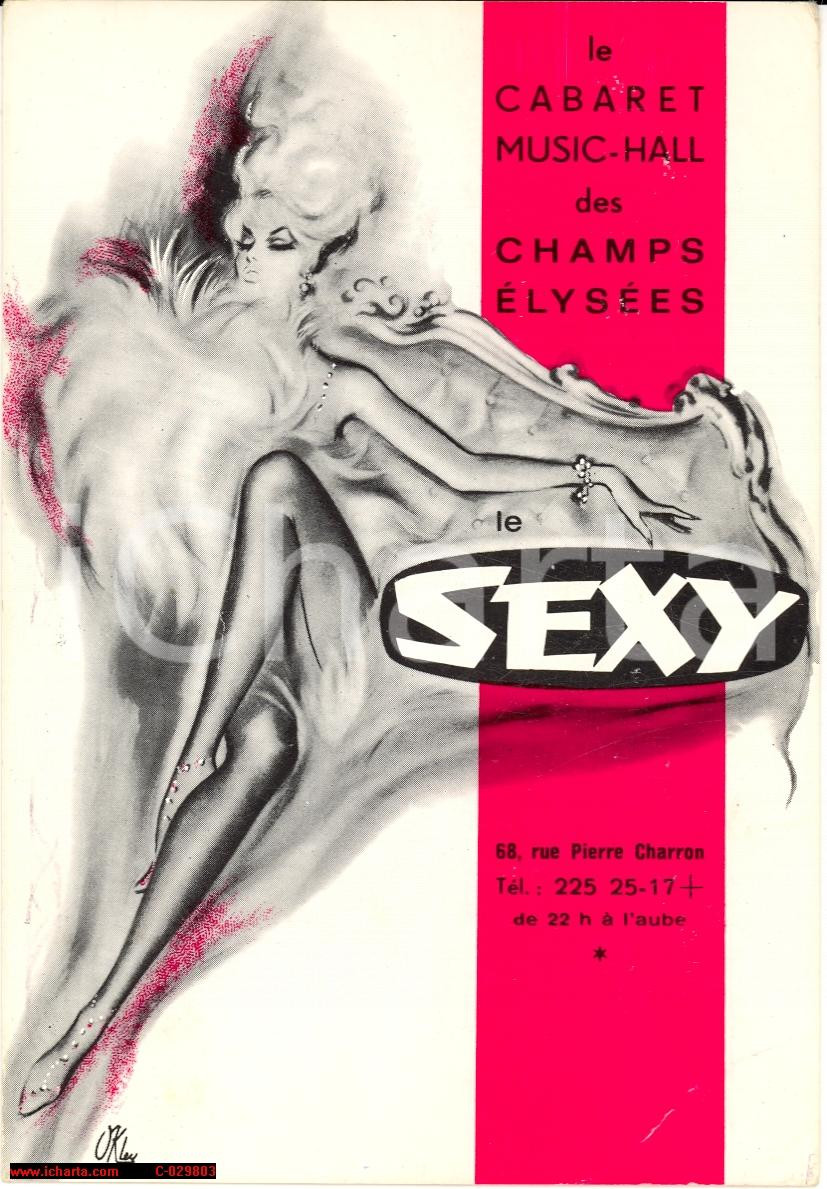 Cartolina originale da collezione 1969 PARIS Le Sexy  Music hall Champs Elysees Cartolina pubblicitaria 1