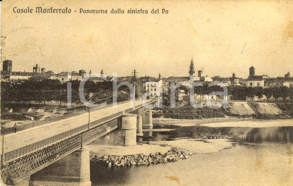 Cartolina originale da collezione 1915 CASALE MONFERRATO AL Panorama dalla riva sinistra del PO Cartolina FP VG 1