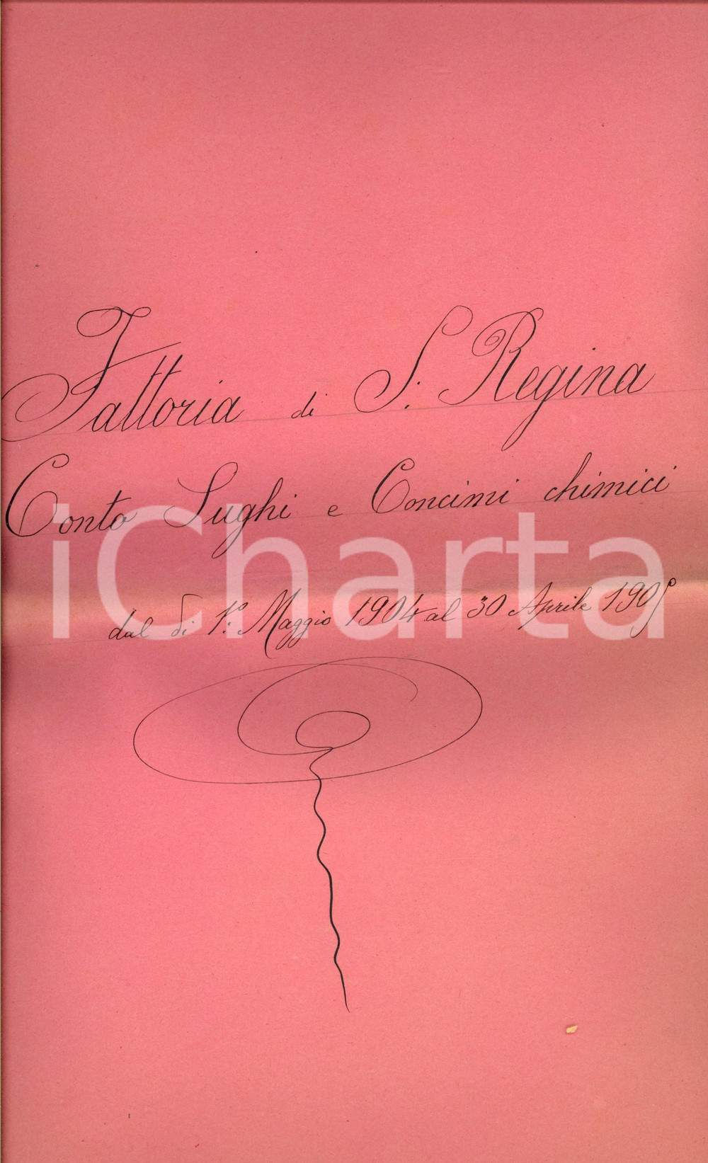 Documento originale, autentico 1904 SIENA Fattoria SANTA REGINA Spese per sughi e concimi chimici 1