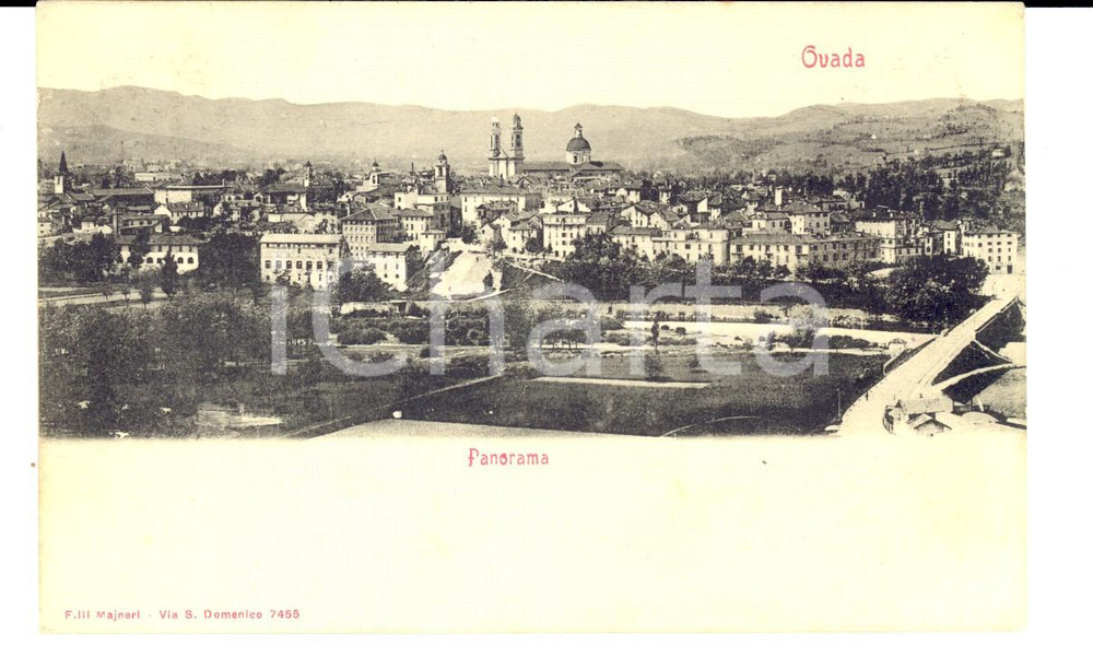 Cartolina originale da collezione 1900 ca OVADA AL Panorama cittadino Cartolina a Elisabetta GUASCO DI BISIO 1
