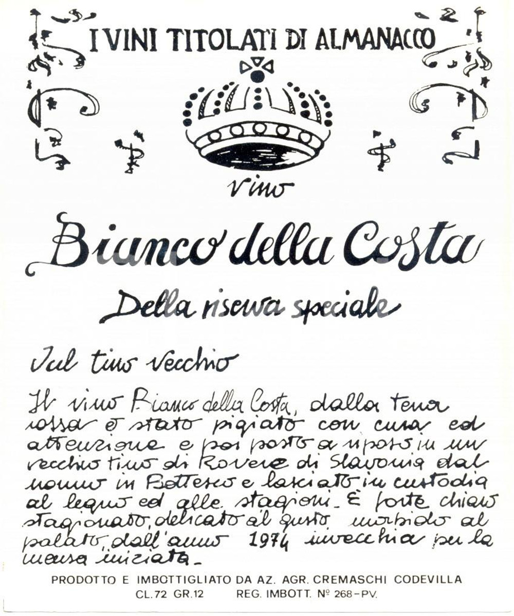 Materiale pubblicitario d’epoca 1970 ca SANTO STEFANO BELBO Vino BIANCO DELLA COSTA Riserva speciale ILLUSTRATA 1