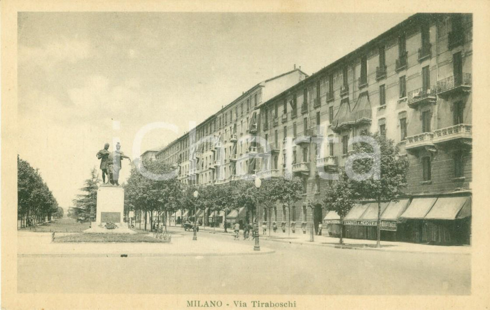 Cartolina originale da collezione 1935 ca MILANO Monumento a Giordano OTTOLINI in Via TIRABOSCHI Cartolina FP NV 1