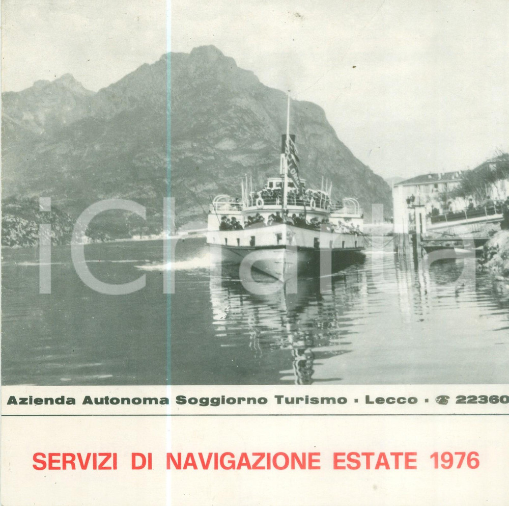 Materiale pubblicitario d’epoca 1976 LECCO Azienda Autonoma Soggiorno Turismo Navigazione Opuscolo ILLUSTRATO 1