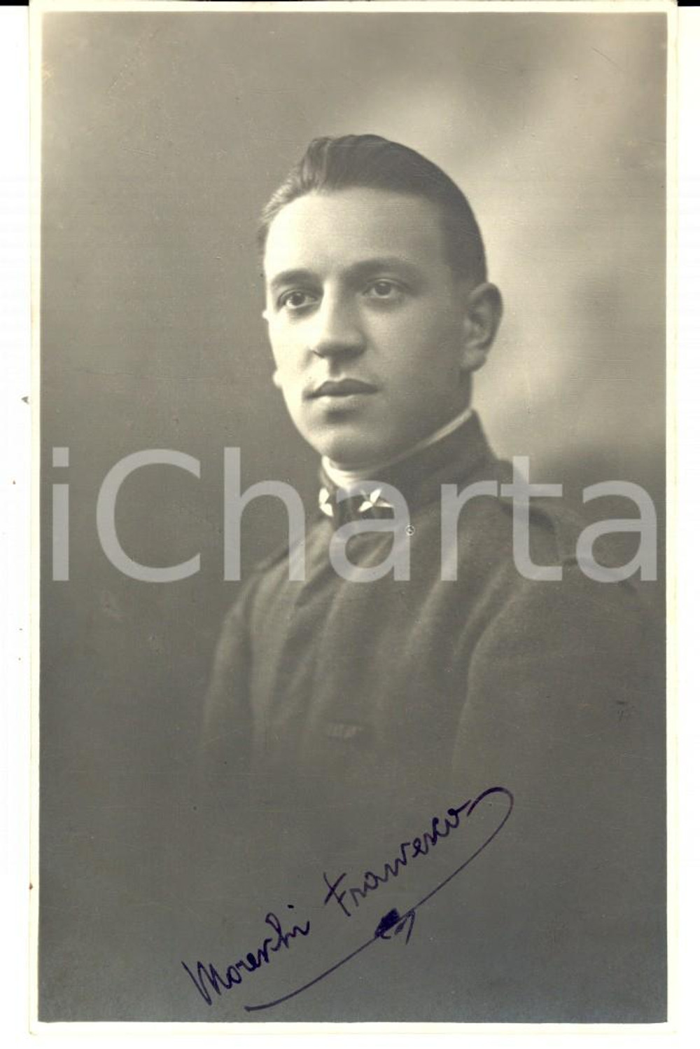 Fotografia d epoca originale 1919 BOLZANO / GRIES Ritratto dell ufficiale Francesco MORESCHI  Foto cartolina 1
